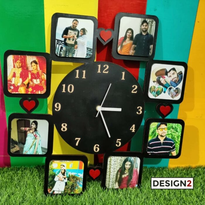 Personalized wall clock featuring custom photos, a unique and sentimental gift perfect for special occasions like birthdays, anniversaries, or housewarming.