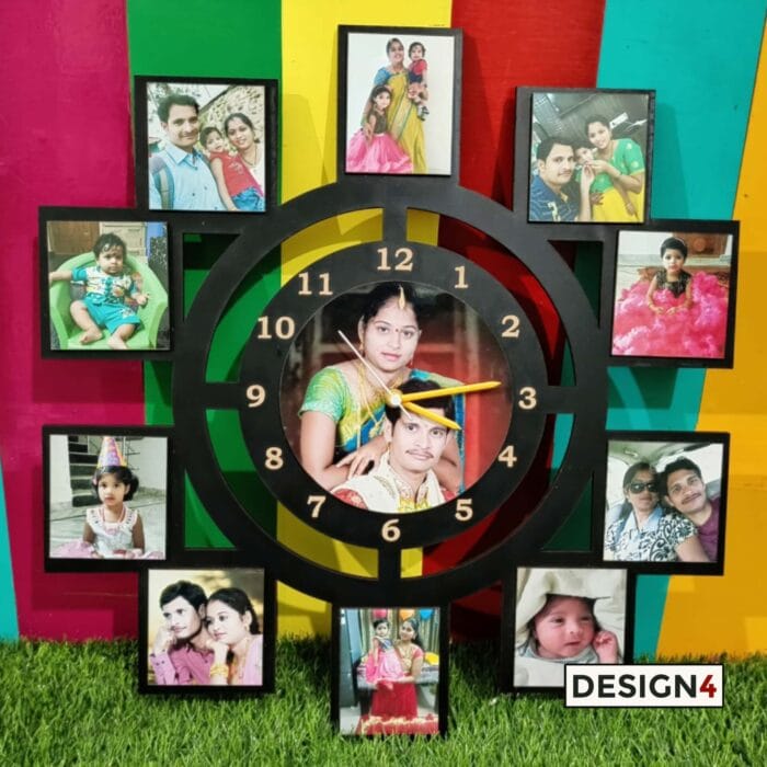 Personalized wall clock featuring custom photos, a unique and sentimental gift perfect for special occasions like birthdays, anniversaries, or housewarming.