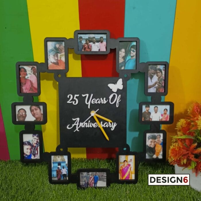 Personalized wall clock featuring custom photos, a unique and sentimental gift perfect for special occasions like birthdays, anniversaries, or housewarming.