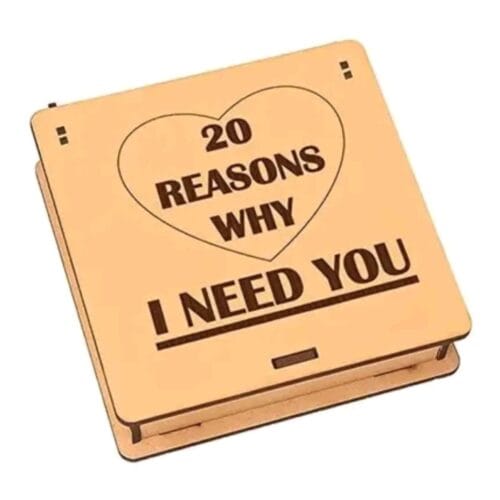 20 Reasons Why I Need You" romantic gift for couples – a heartfelt keepsake with 20 love notes in a beautifully designed box, perfect for anniversaries, Valentine’s Day, birthdays, or special occasions.