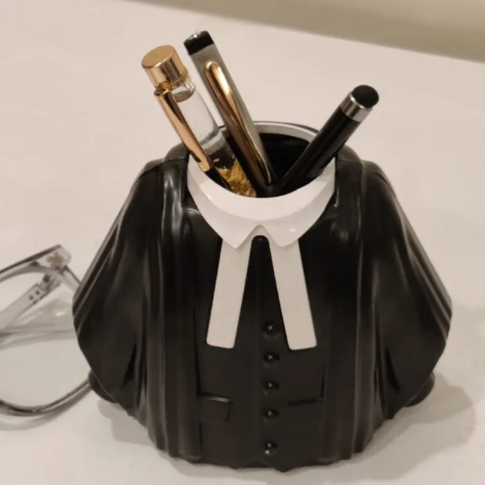 Customized advocate pen stand with engraved name, made of premium material, designed to hold pens and office supplies. Ideal for lawyers and professionals, featuring a sleek, elegant design and personalized engraving for a professional touch.