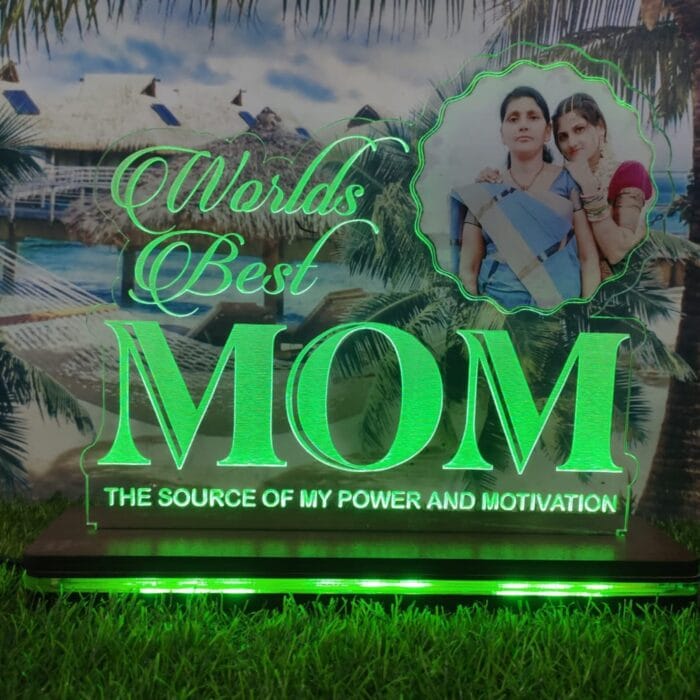 Best Mom Acrylic Table Top with LED Light – Personalized Mother’s Day Gift – 8-inch size – Soft Glow LED Decoration