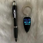 Personalized LED light keychain and pen combo with custom name engraving from GiftKadai.in