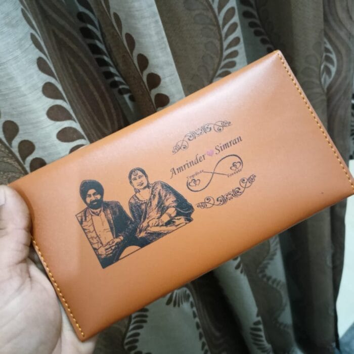 Mother’s Day Special Personalized Wallet Combo – Men’s and Ladies’ Wallets with Custom Photo – Brown Color for Best Print Output