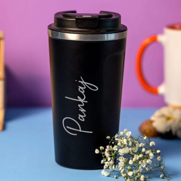 Personalized Travel Mug with Temperature Display – Custom Name Stainless Steel Mug – 400 ml Hot and Cold Beverage Mug