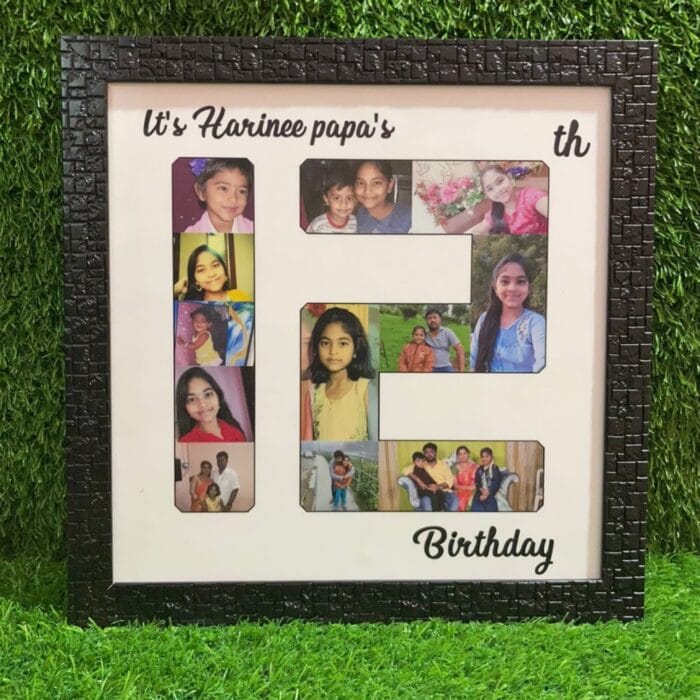 "Age Number Shaped Photo Collage Frame – Personalized Birthday Gift by GiftKadai.in"