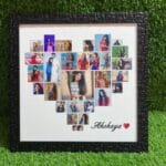 "Heart-Shaped Photo Collage in 12x12 or 15x15 inch Square Frame – Custom Gift by GiftKadai.in"