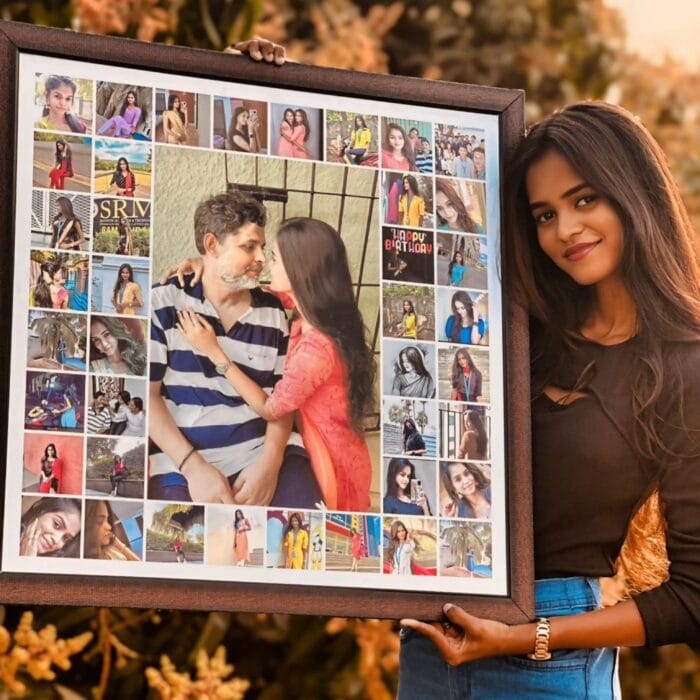 "Big Size Personalized Square Photo Collage Frame – Custom Gift by GiftKadai.in"