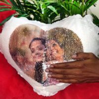 Heart shaped personalised magic pillow photo reveal cushion gift