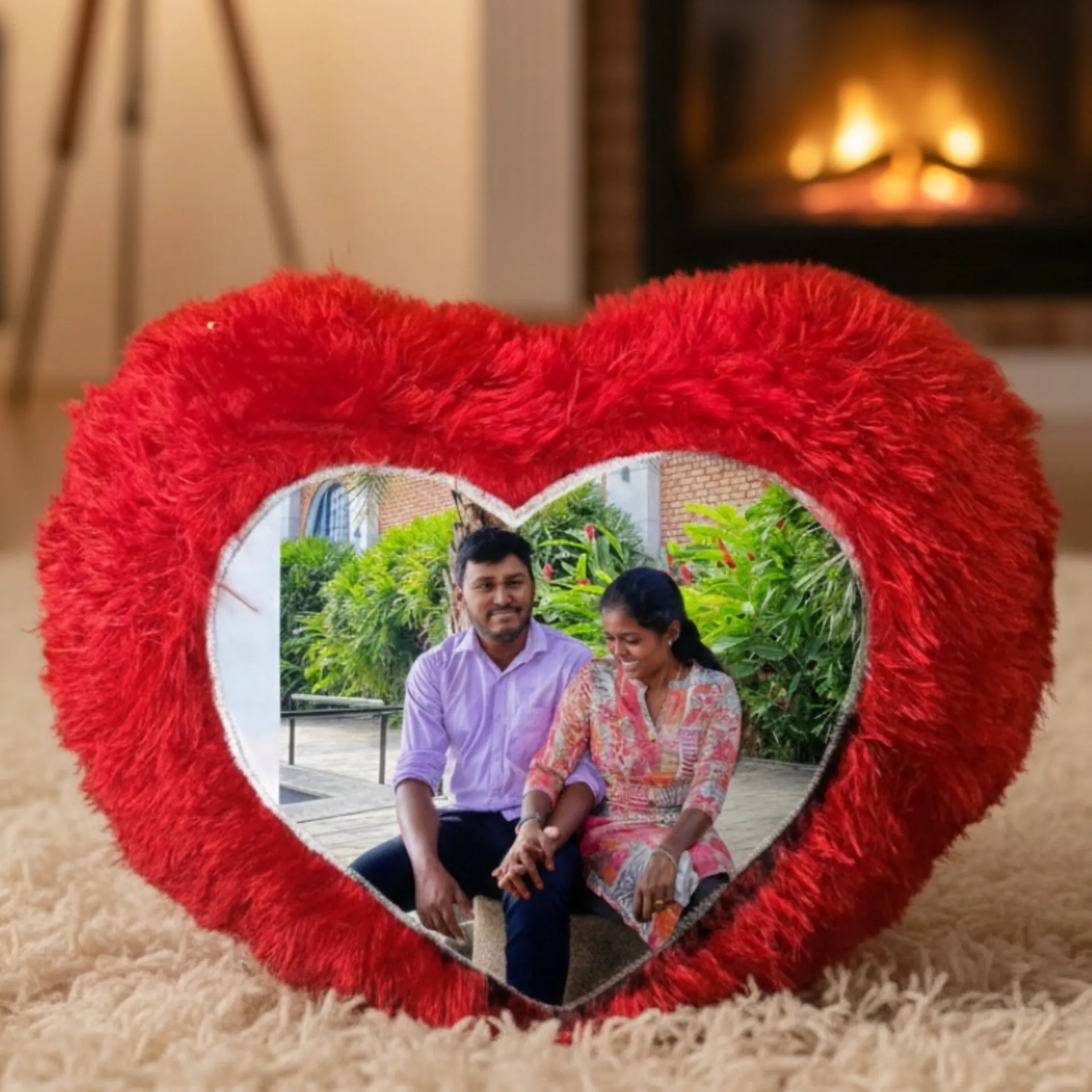 Heart shape photo pillow personalised with photo
