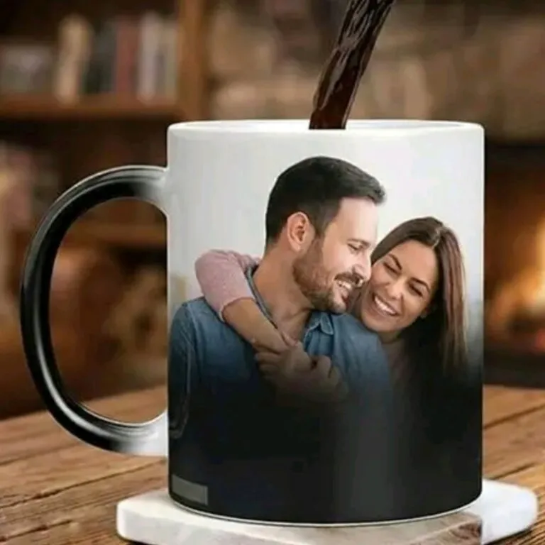 Photo reveal magic mug with custom photo