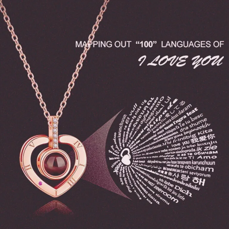 100 languages projection necklace