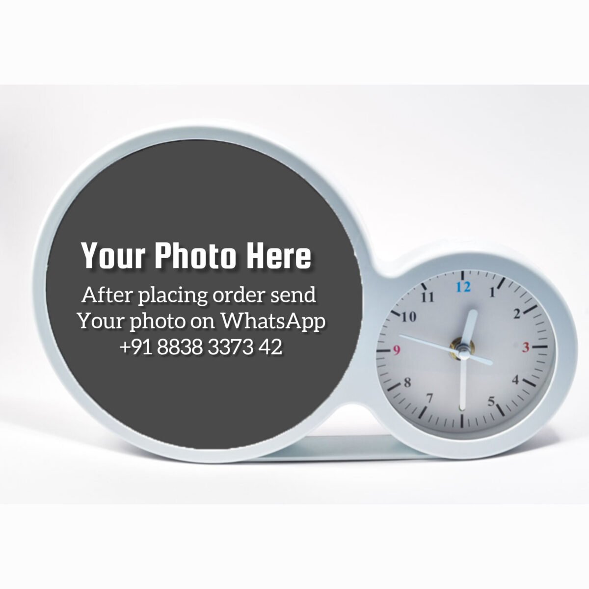 Personalised magic mirror photo frame with clock LED gift
