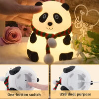 Silicone panda LED night light for kids bedroom and nursery decor