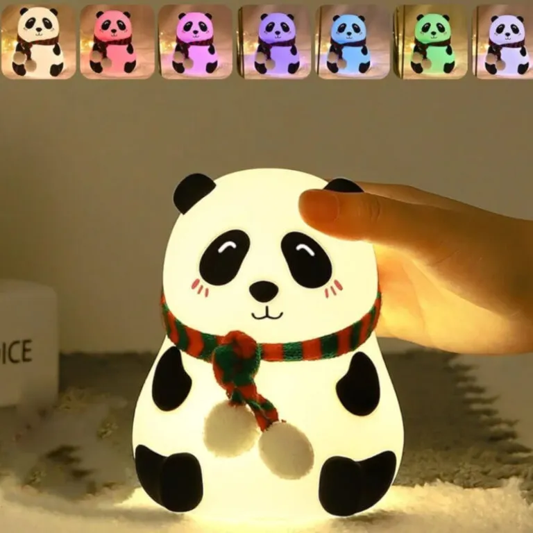 silicone panda led night light tap lamp