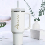 Handled tumbler with name personalised travel mug with handle
