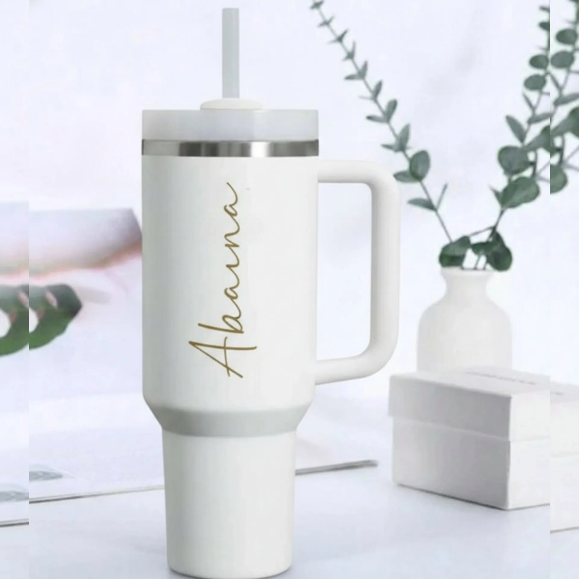 Handled tumbler with name personalised travel mug with handle