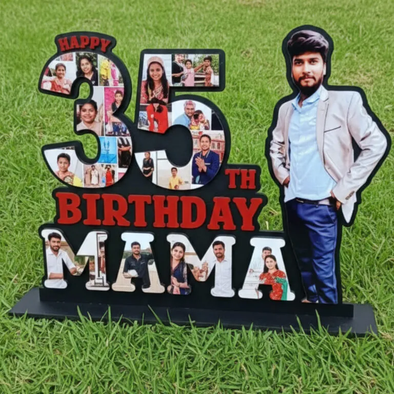 Personalised birthday table top frame with age and photo collage