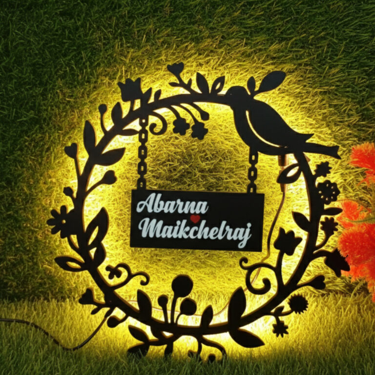 Personalised couple MDF LED frame with names