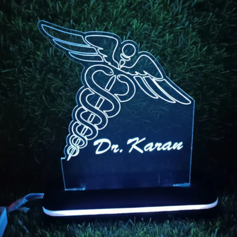 Doctor LED name frame with medical symbol and custom name