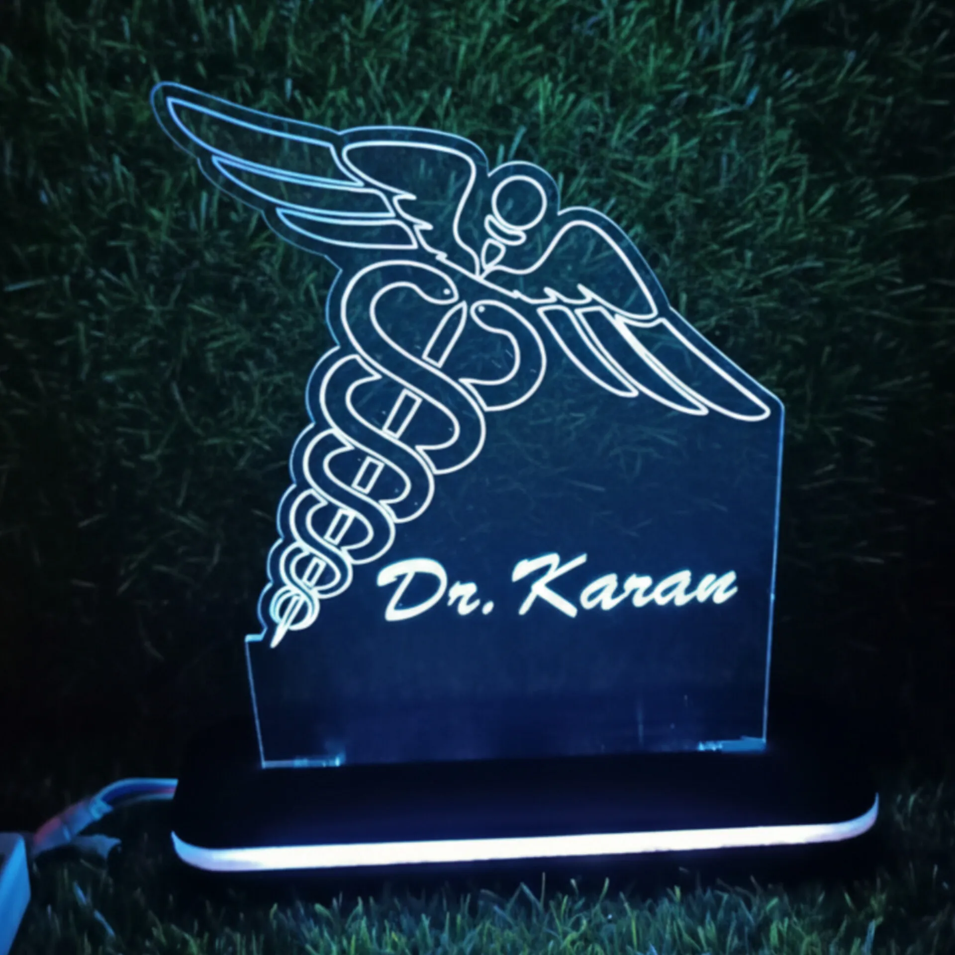 Doctor LED name frame with medical symbol and custom name