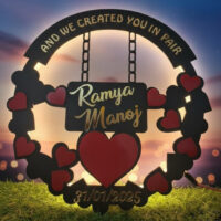 Personalised couple heart LED frame with names romantic gift