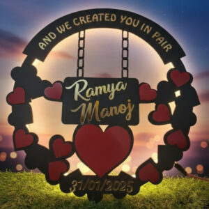 Personalised couple heart LED frame with names romantic gift
