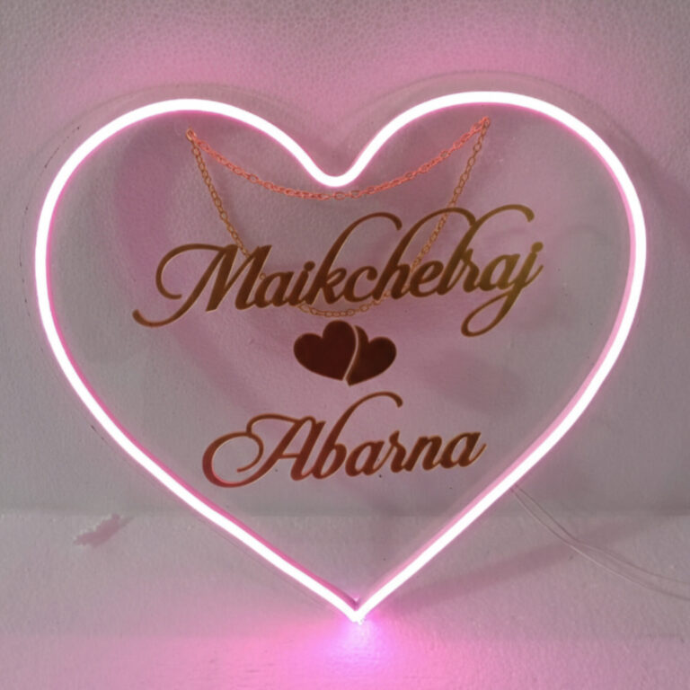 Personalised heart neon LED frame with couple names