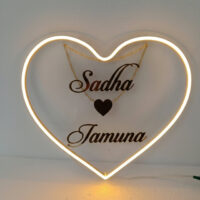 Personalised heart neon LED frame with couple names