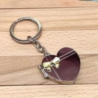Personalised heart photo keychain with two photos custom gift