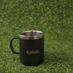 Personalised stainless steel mug with custom name engraving