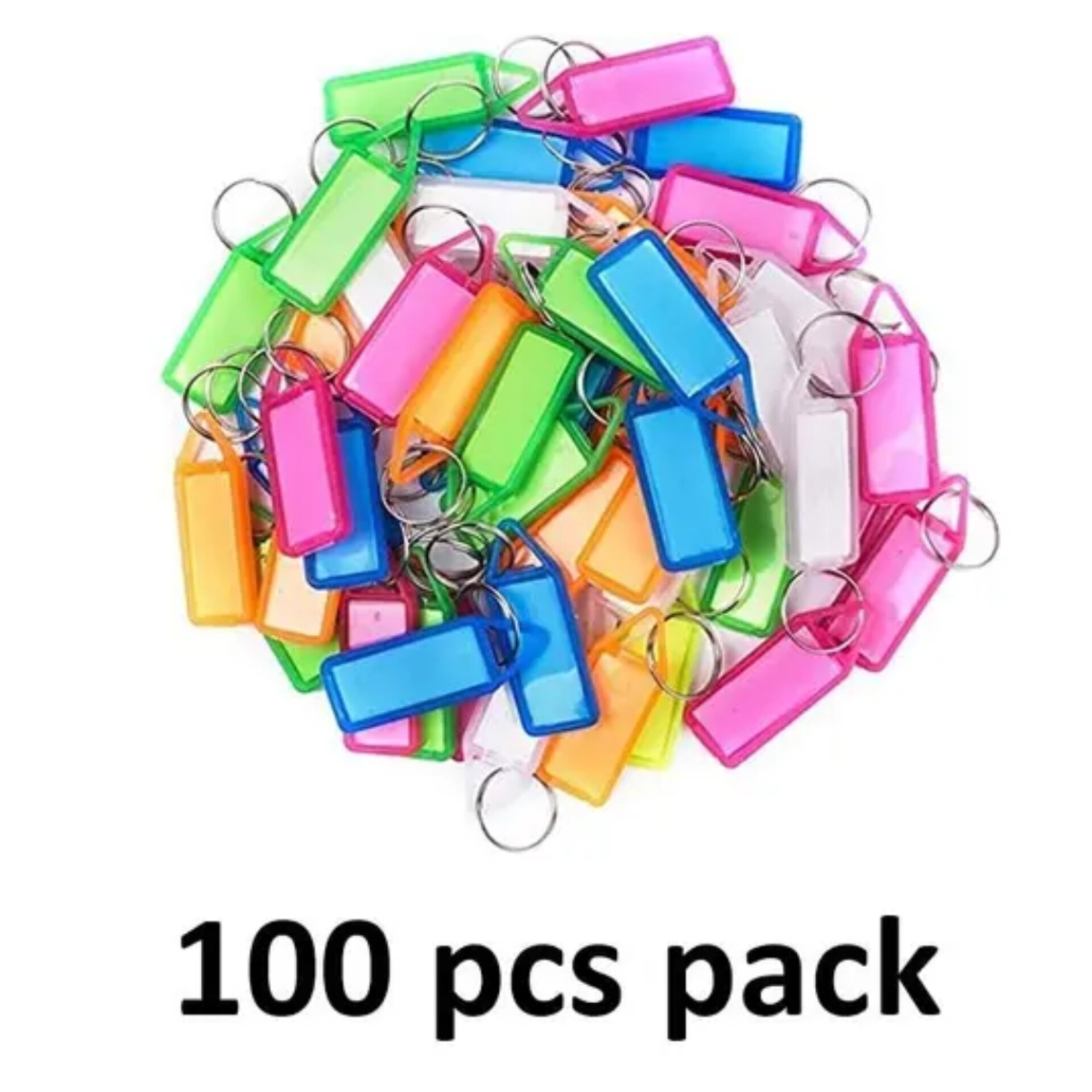 100 Pcs keychain - Bulk Tag Label Keychain (Bulk Pack) - Image 1