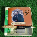 Wallet + Pen + Keychain with Box - Personalised Combo Gift Set
